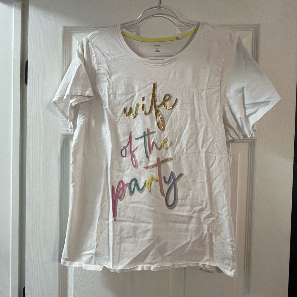 Bridal White Graphic Tee with Colorful Text